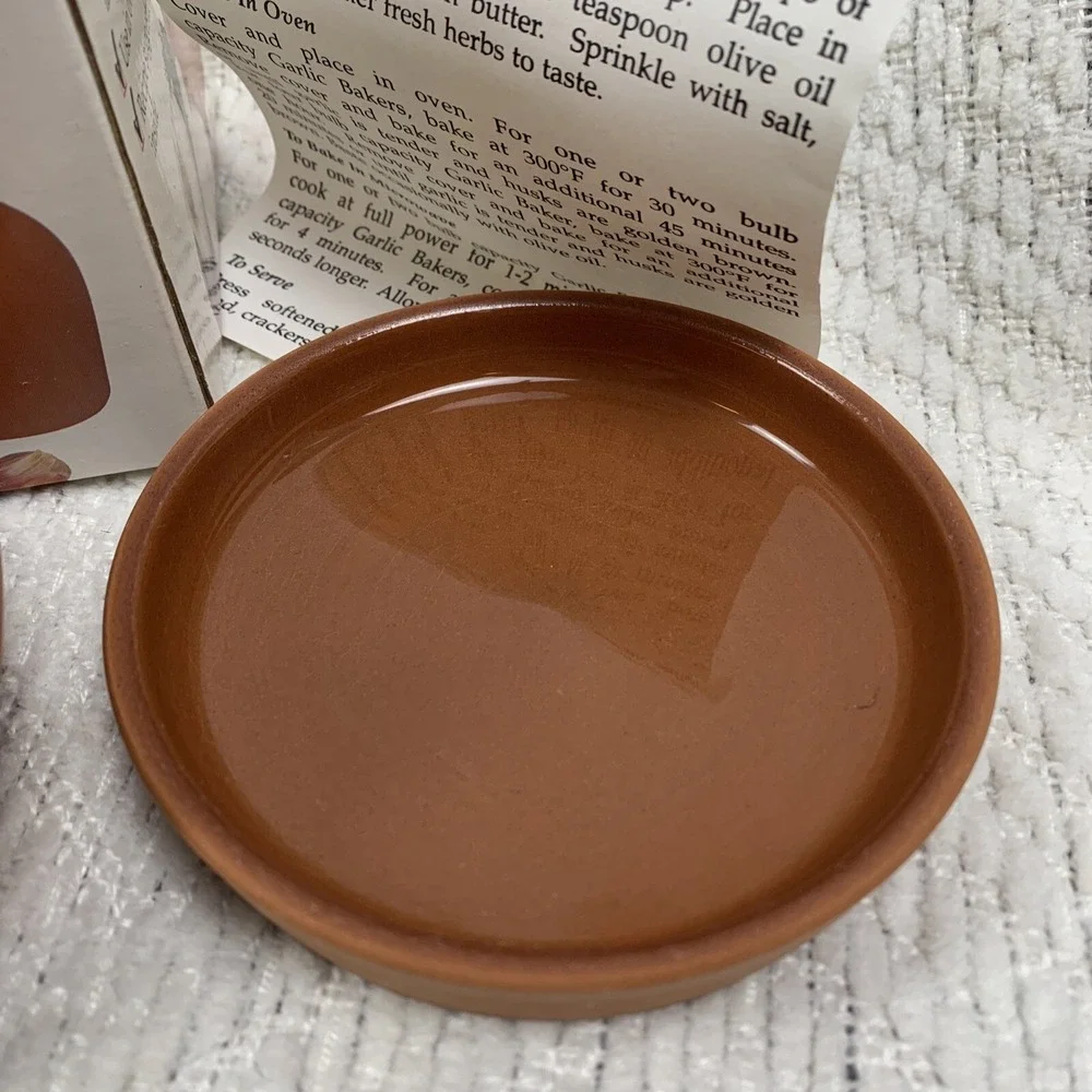 Terra Cotta Garlic Baker Roasted Corning‎ Revere Oven Microwave  w/Recipe New
